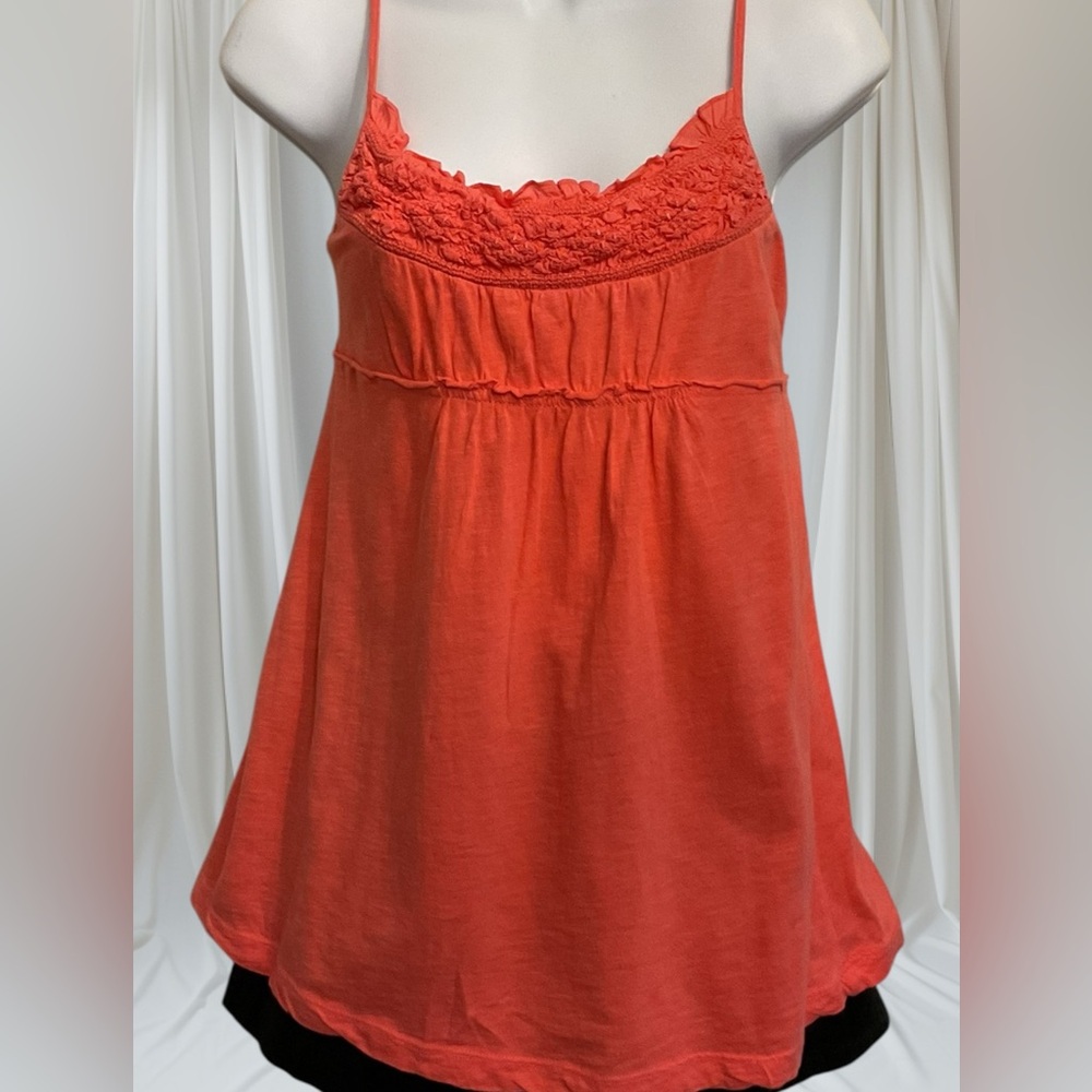 LOFT Coral Camisole Runched Detail Baby Doll Top Size Medium EPOC